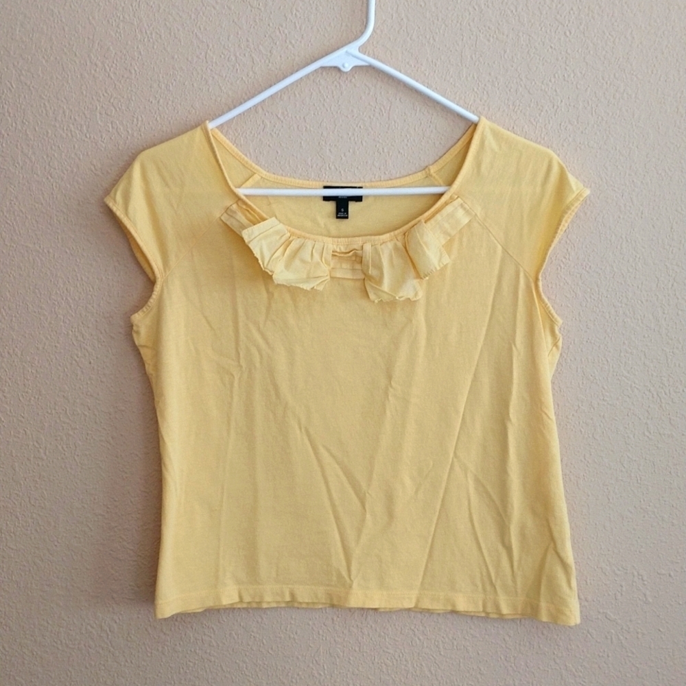 Talbot's Pleated Ruffle Lightweight Cap Sleeve Top Size S